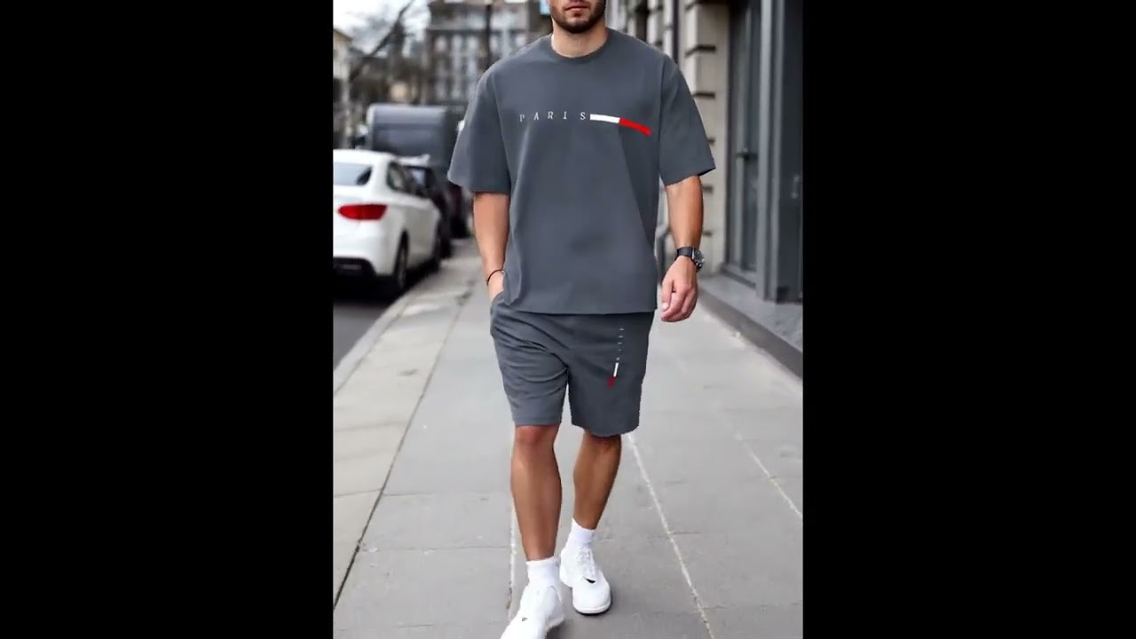 Ensemble Homme Imprimé T-shirt à Manches Courtes + Shorts Costume Sportif Décontracté @temu 