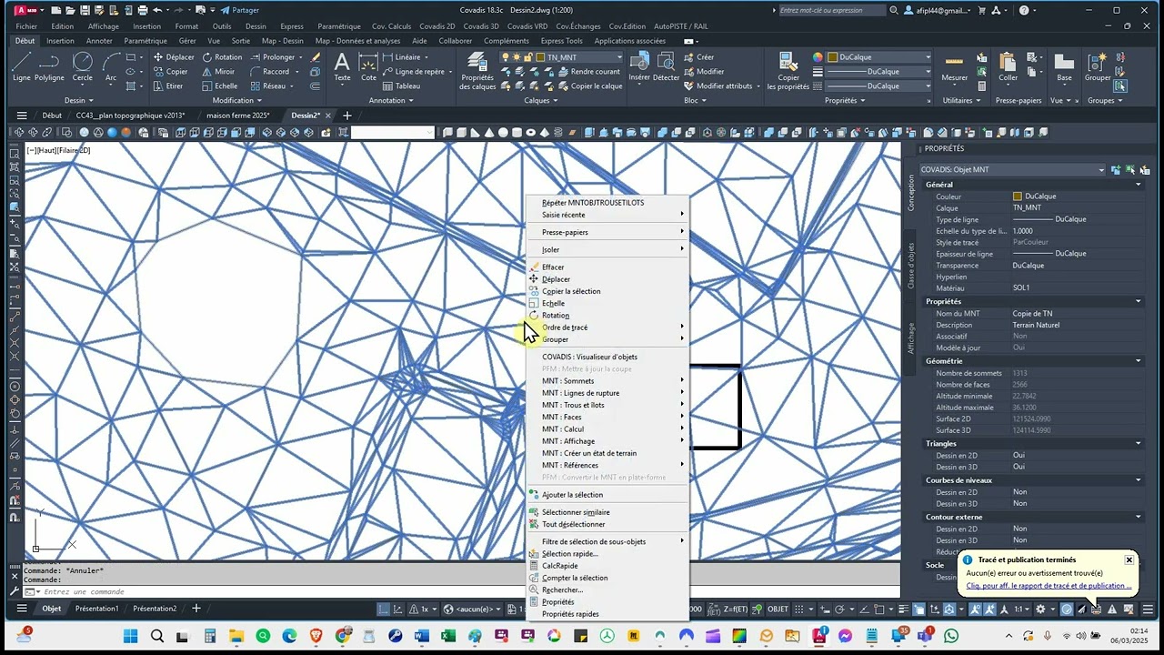 Faire des trous dans les MNT de Covadis