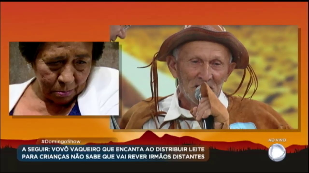 Vovô vaqueiro reencontra irmãos no palco do Domingo Show