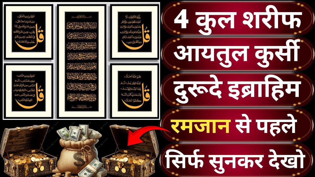 4 Qul Sharif + Ayatul Kursi | Durood-e-Ibrahim | Sirf Suno Aur Dekho | Rizq & Barkat 🤲✨ 