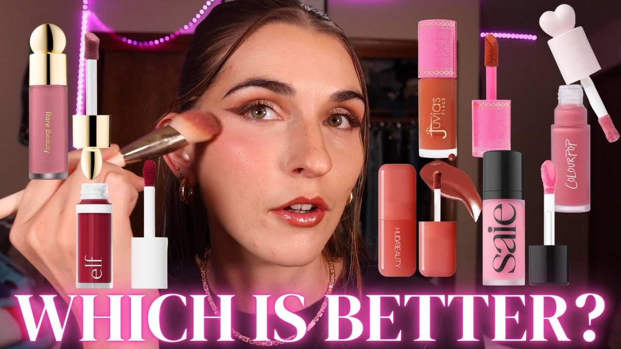 WHAT IS THE BEST LIQUID BLUSH? | Rare Beauty, Saie, ColourPop, Juvia's Place, ELF, vs. Huda Beauty