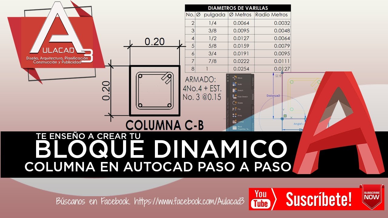 BLOQUE DINAMICO EN AUTOCAD COLUMNA PASO A PASO