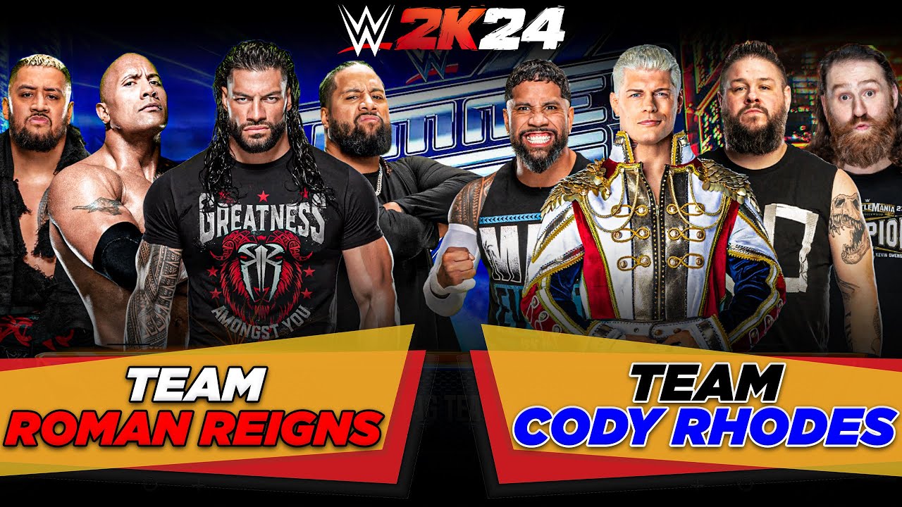 WWE 2K24 Team Roman Reigns Vs Team Cody Rhodes Gameplay