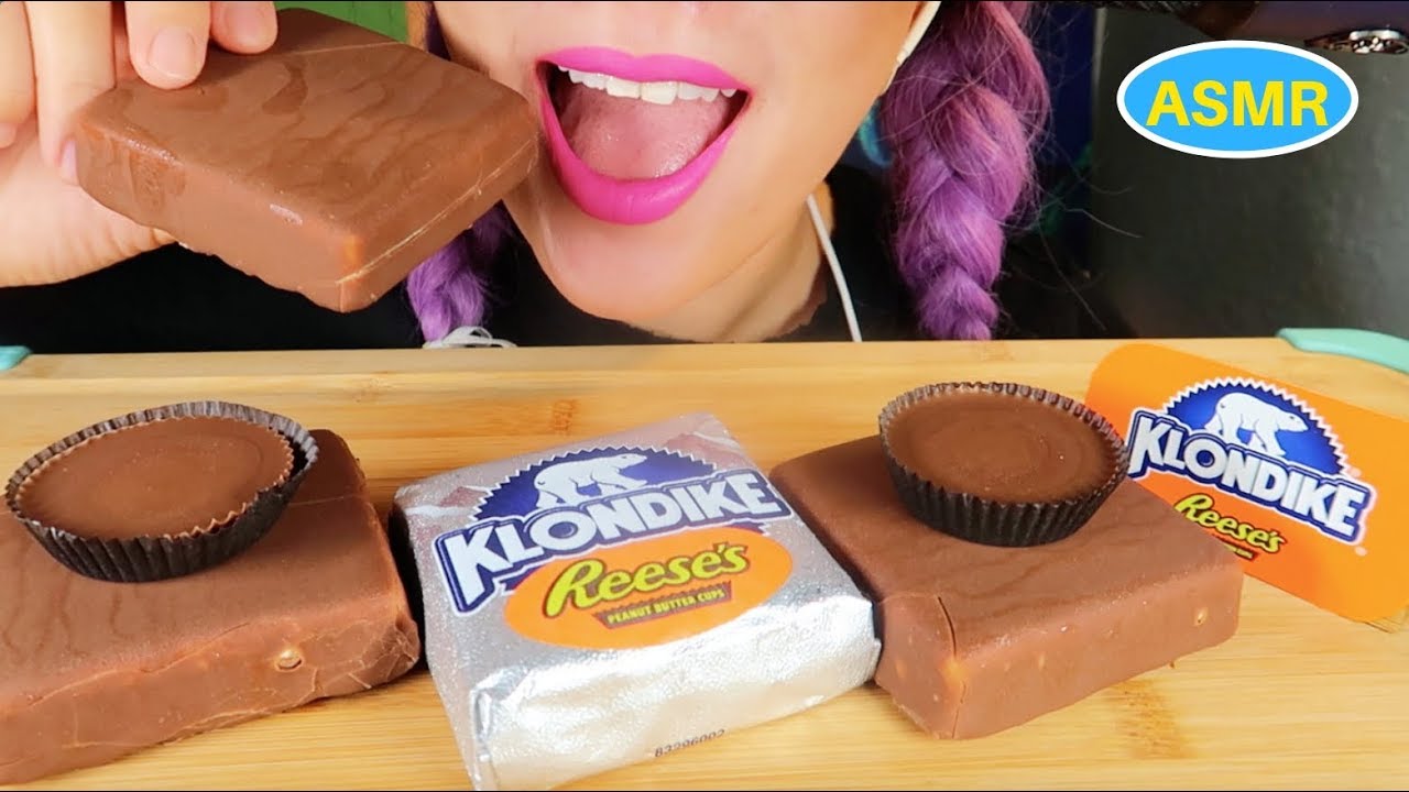 ASMR 초콜렛 땅콩버터 아이스크림 먹방| KLONDIKE Reese’s ICE CREAM BARアイスクリーム |CURIE. ASMR