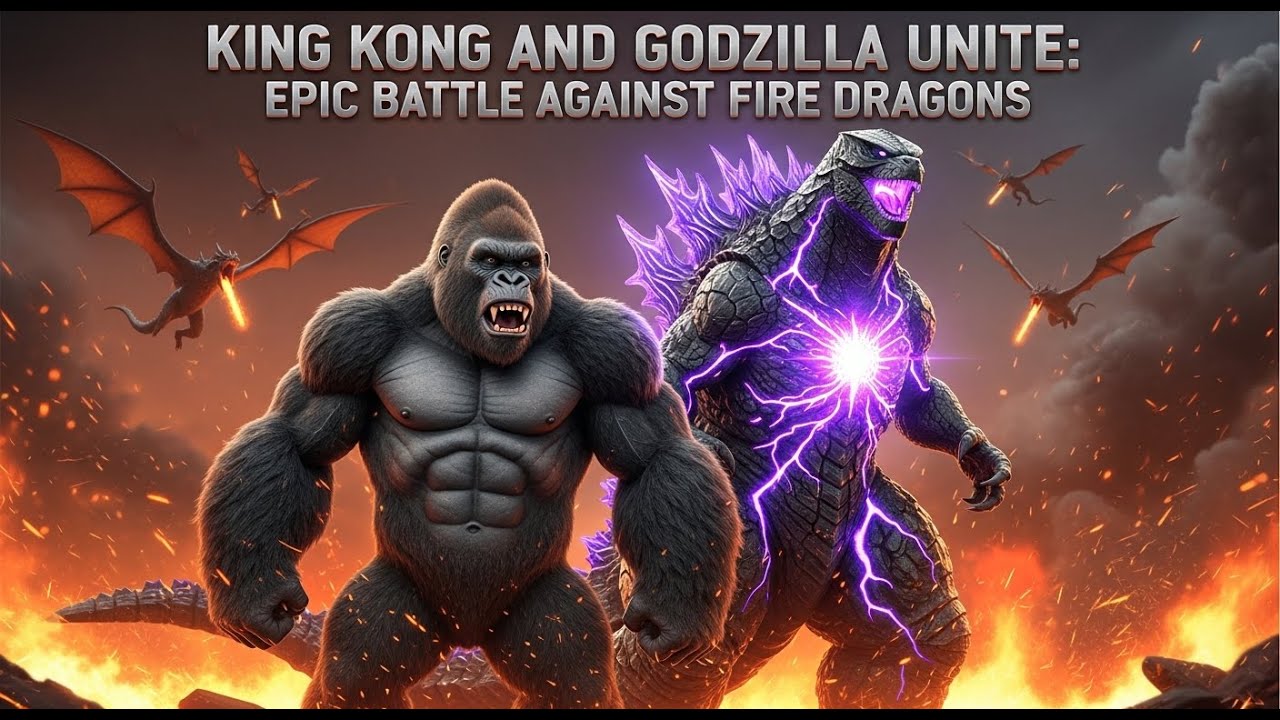 king kong and godzilla unite epic battle against fire dragons