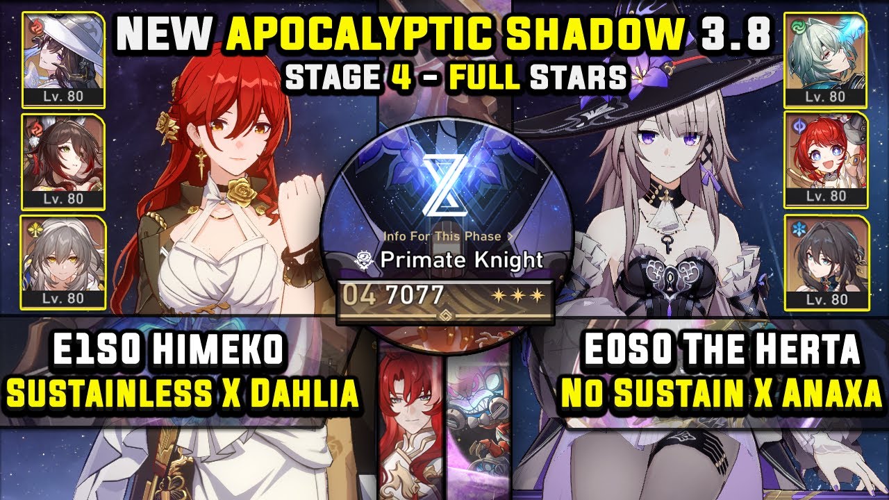 E1 Himeko Carry W/ Dahlia & E0 The Herta Carry (3 Stars) Apocalyptic Shadow 4 Honkai Star Rail 3.8