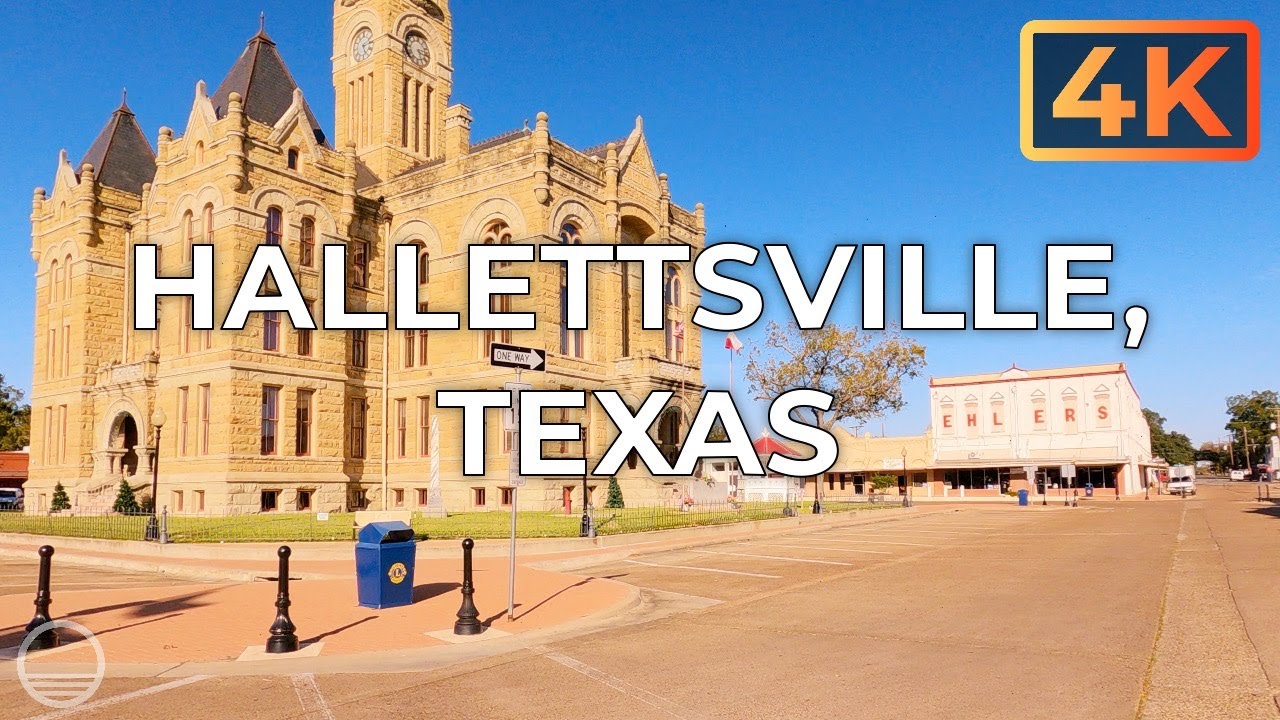 Hallettsville, Texas, USA in Lavaca County, an UltraHD 4K Real Time Driving Tour.