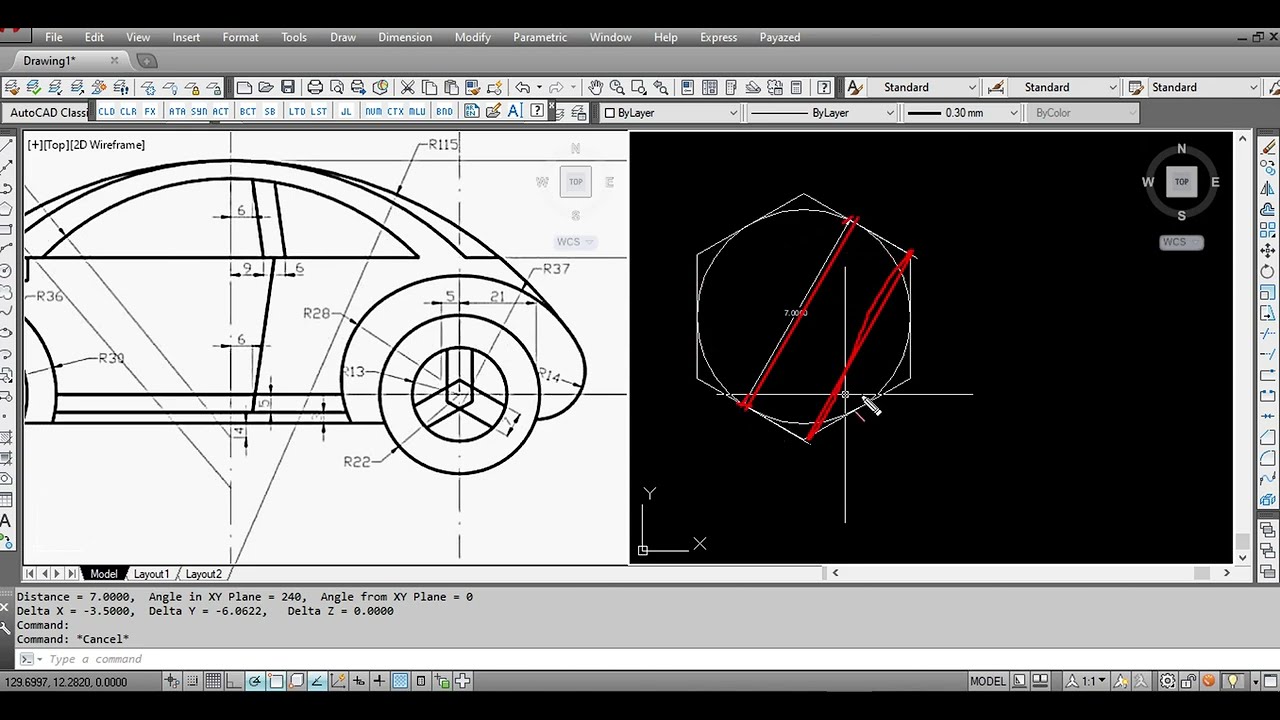 AutoCAD 2D Car Drawing(م/محمود بدوى)