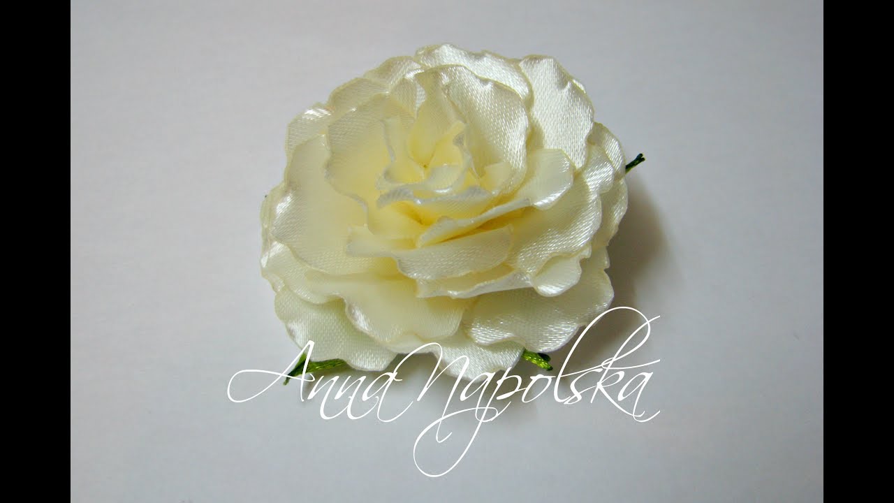Кремова троянда канзаши. Кремовая роза своими руками очень просто. Rose kanzashi very easy