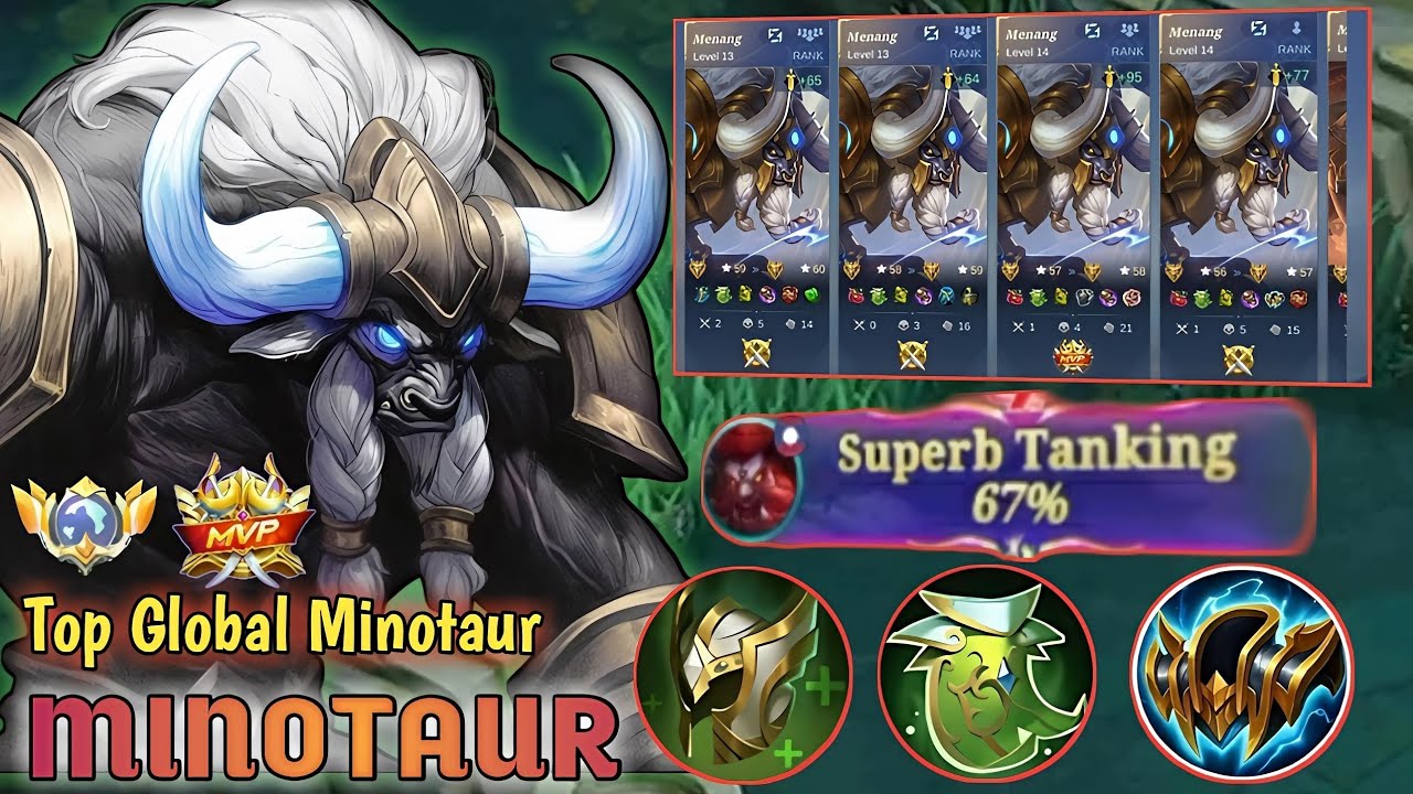 Nonstop Gangking! Minotaur with New Build Full Regen MVP Plays! - Build Top 1 Global Minotaur ~ MLBB