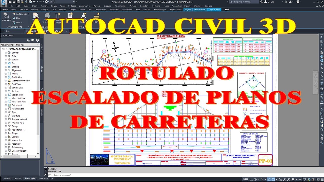 ROTULADO-ESCALADO DE PLANOS-CUADRICULAS O GRILLAS-IMPRESION DE PLANOS EN AUTOCAD CIVIL 3D 2018-2025