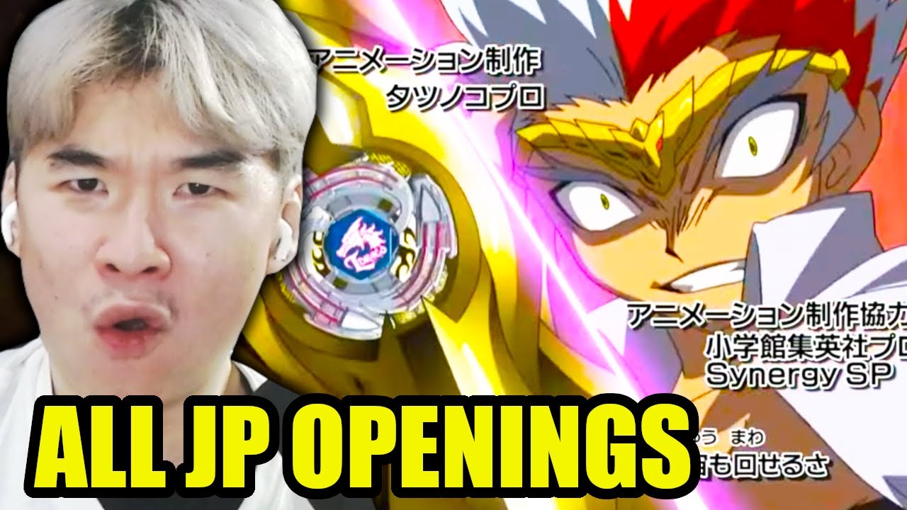 First Time Reacting to ALL BEYBLADE JAPANESE OPENINGS ( OG, METAL, BURST, X )