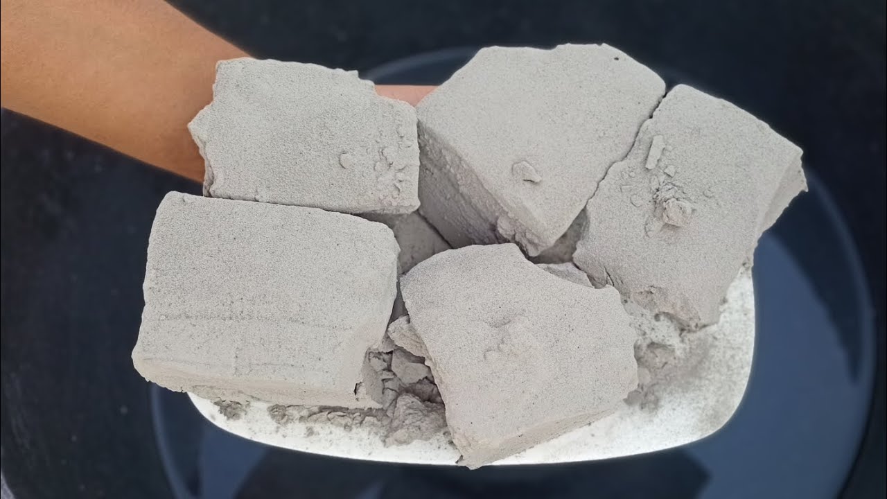 ASMR Very Soft Dusty Smooth Sliky pure Cement Chunks Crumble In Lots Of Water 🌊🌀🌀🌀🌀🌀