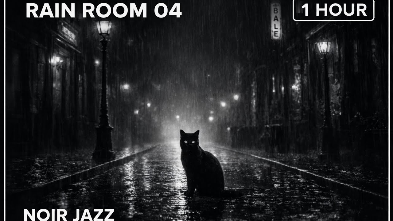 Noir Jazz Rain Ambience 1 Hour, Dark Jazz Lounge for Focus Study Sleep | Rain Room 01