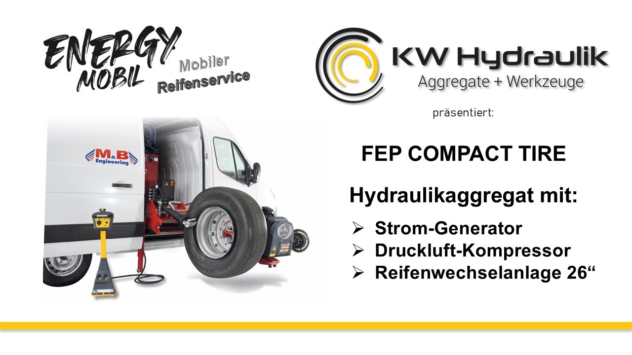 ENERGY-MOBIL PTO-TIRE - mobile Reifenmontiermaschine, Druckluft-Kompressor und Strom-Generator