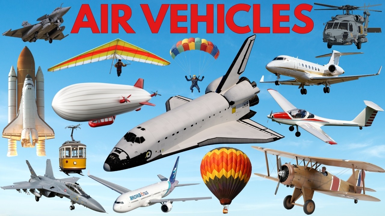 Air Vehicles | Types of Air Vehicles | Learn Air Transport Names & Sounds for Kids
