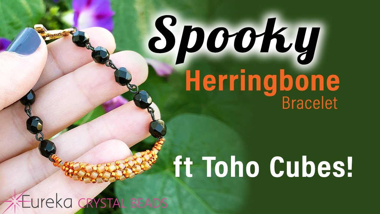 Make a Spooky Herringbone Bracelet ft Toho Cube Seed Beads & Top Tip to make Handmade Jewelry FAST!