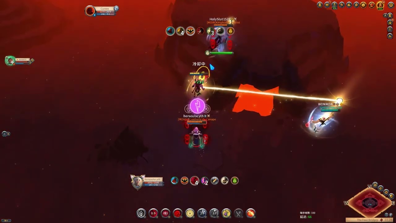 Albion online 2v2 hellgate T7 vs T8*9  healer + curse  comp
