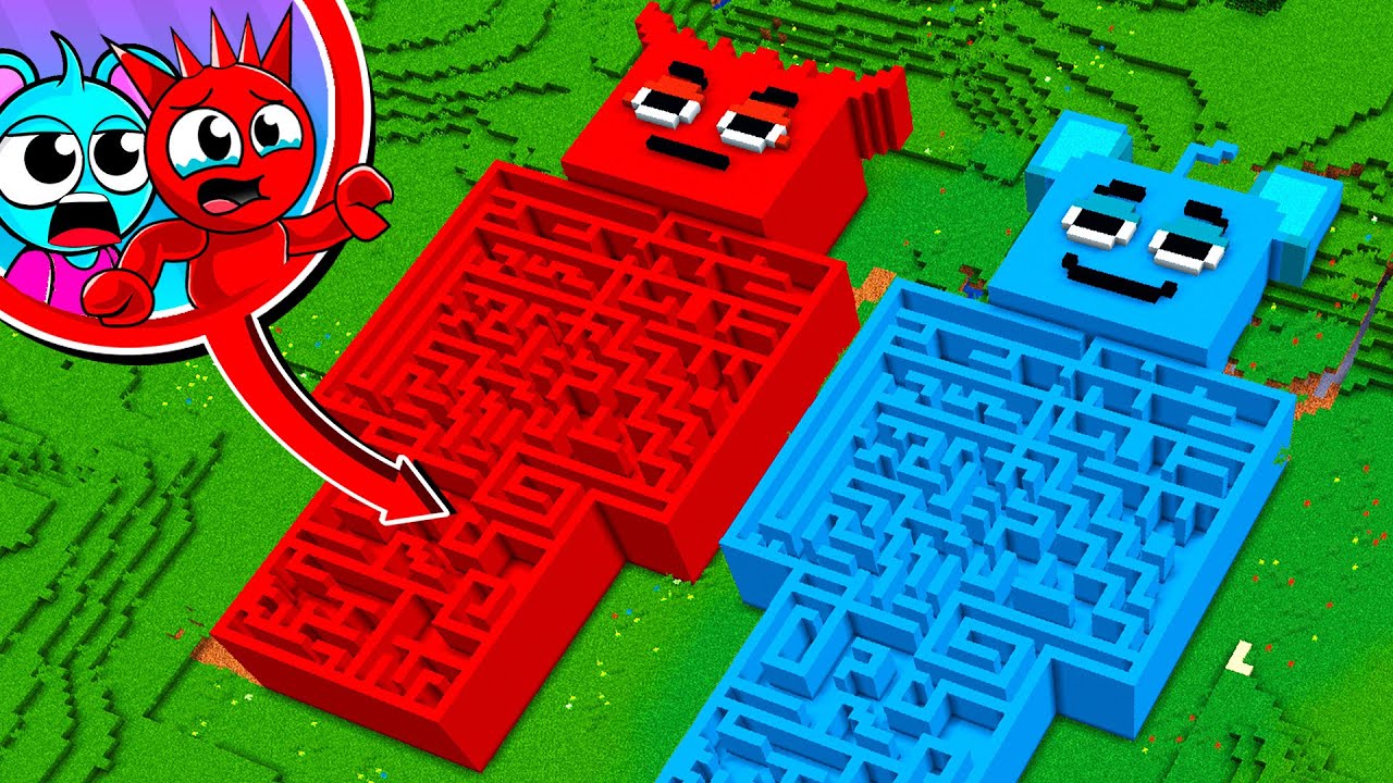 LABERINTO de SKY vs LABERINTO de ROJITO en MINECRAFT 😱(Sprunki)