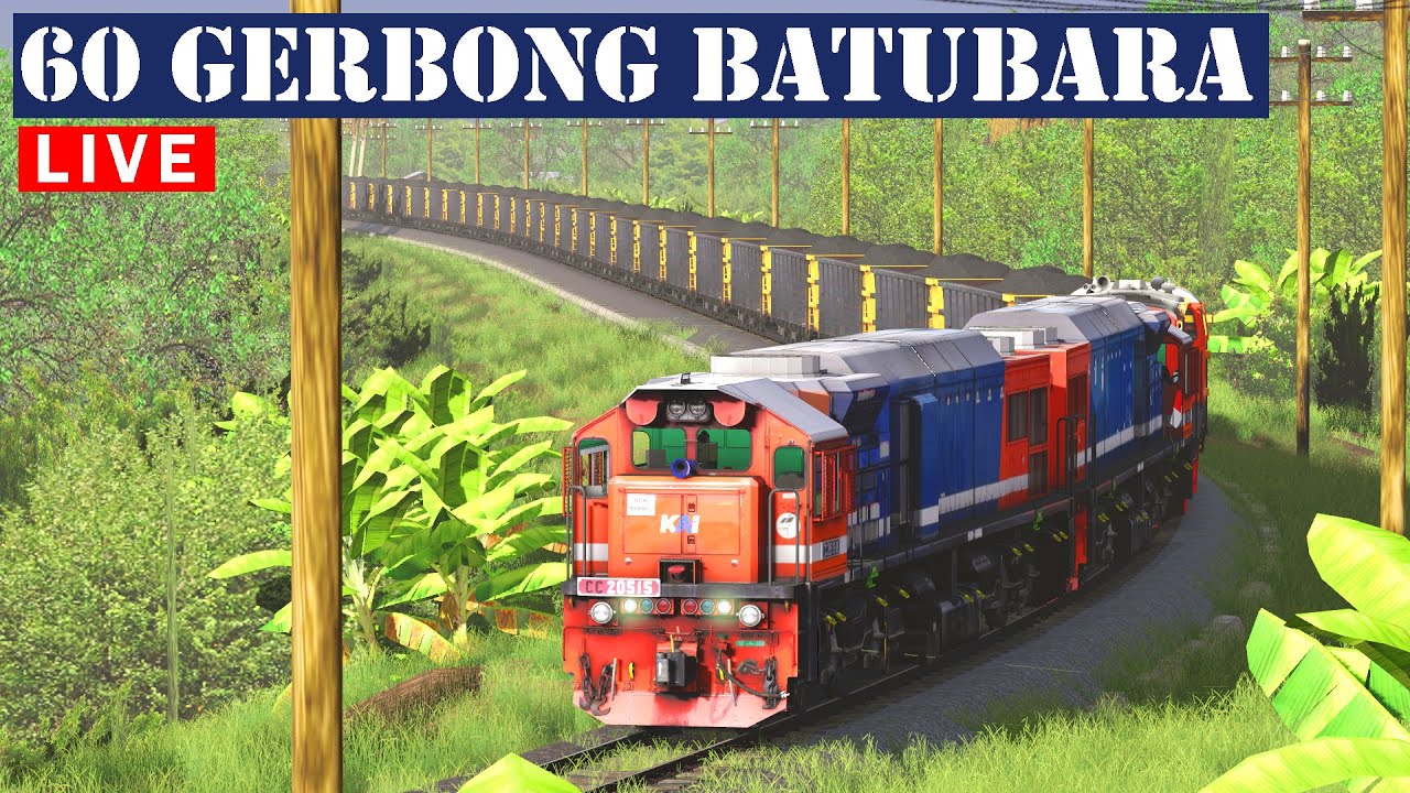 CC 205 Double Traksi Dinas Batubara 60 Gerbong | Trainz Simulator Indonesia