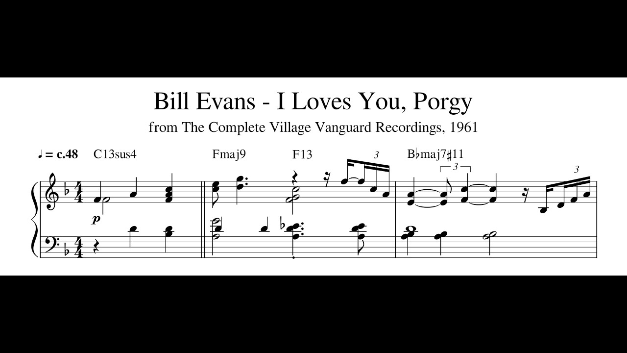 Bill Evans - I Loves You, Porgy (Trio Version) - Piano Transcription