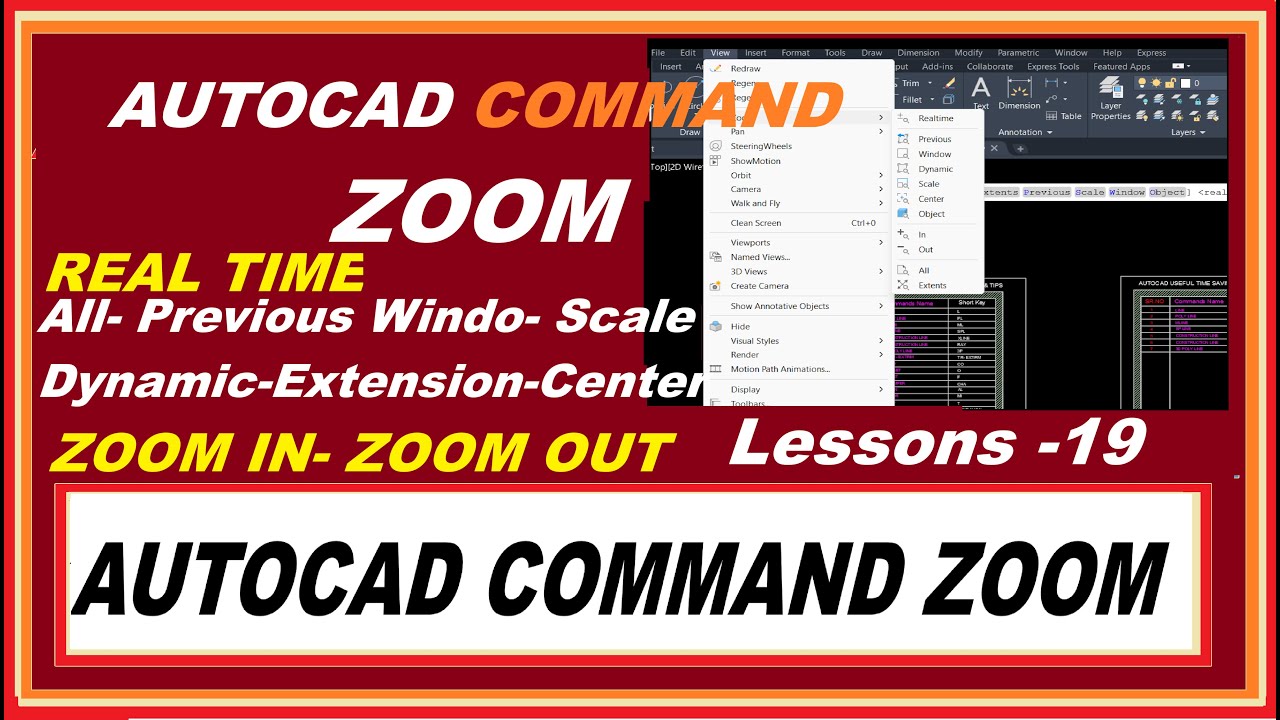 Autocad Zoom Command Tutorial Complete | Real Time, Zoom Extension, Dynamic, All, Zoom in Zoom out..