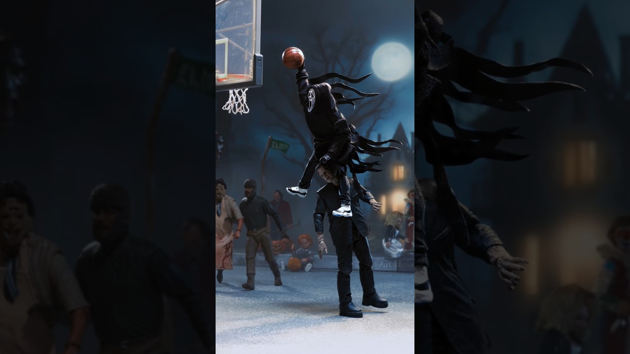 Universal Monsters vs Classic Horror Villains playing basketball - Toy Photography