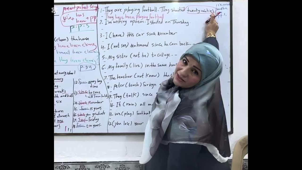 يونت الخامس (محاضرة ثانية)مضارع تام مستمر و(how long)مع معاني وقطعة العطلة وتمارين