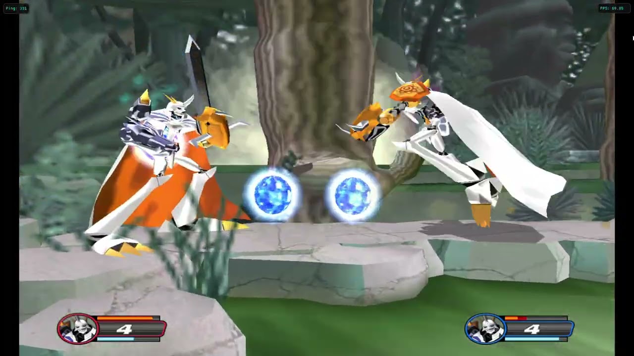 SEVERELY laggy Omnimon vs Omnimon (Lore accurate match, just like the movie) Digimon Rumble Arena 2