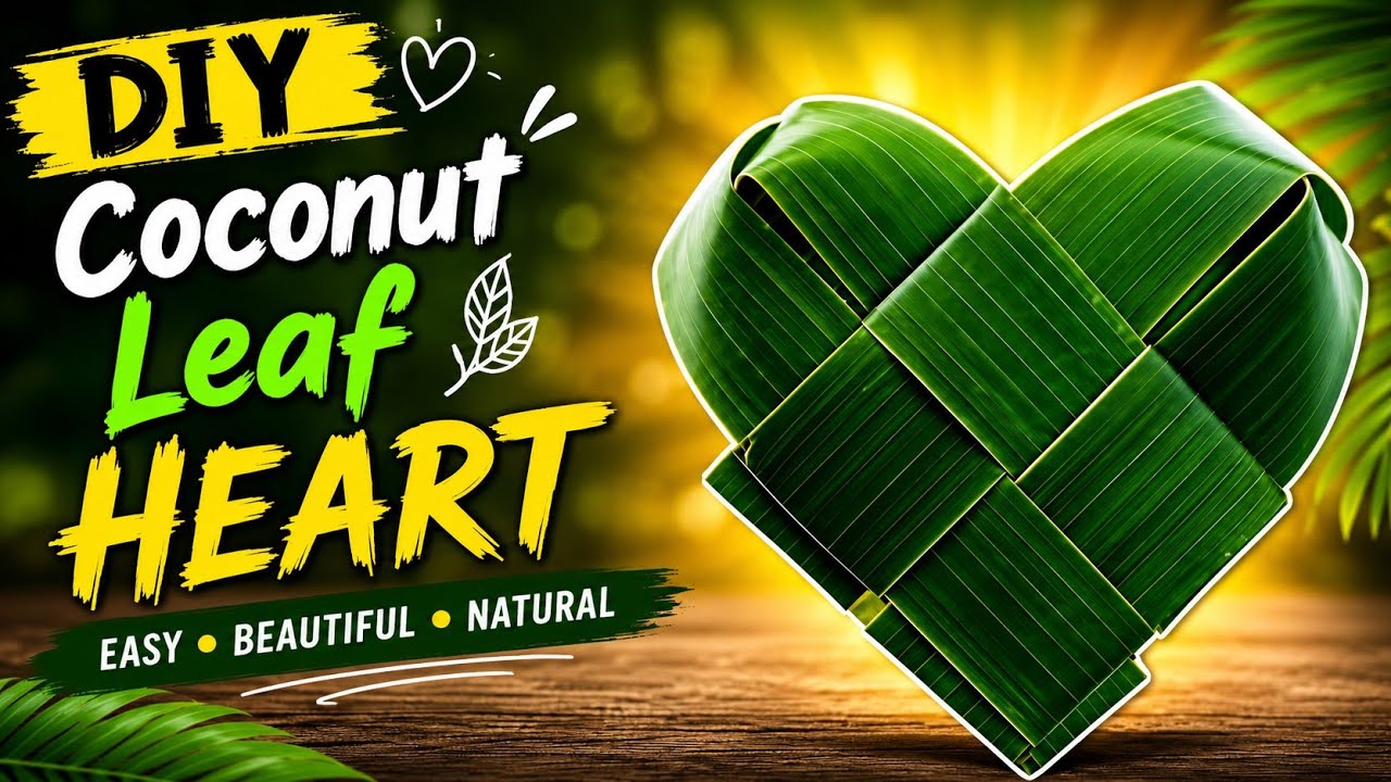 How to make coconut leaf heart| coconut leaf craft| palm leaf heart|coconut leaves crafts