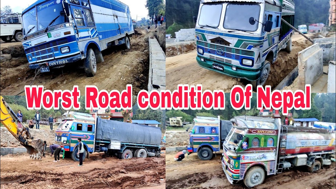 Worst Road condition in Nepal 😞 | Four Truck and Oil Tanker stuck at once