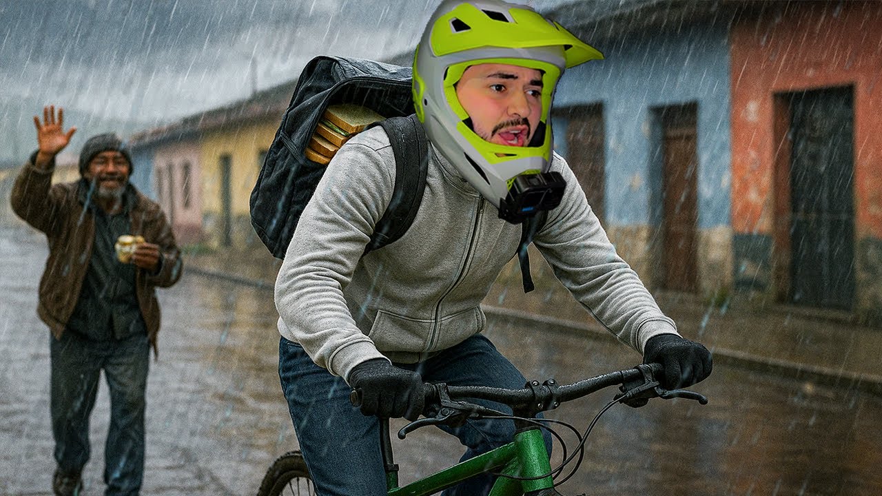 Repartiendo COMIDA en bici bajo una TORMENTA encontramos a alguien que DE VERDAD necesitaba AYUDA!