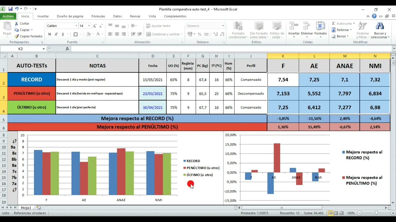 Tutorial NUEVA PLANILLA OPTIMIZADA para comparar auto test