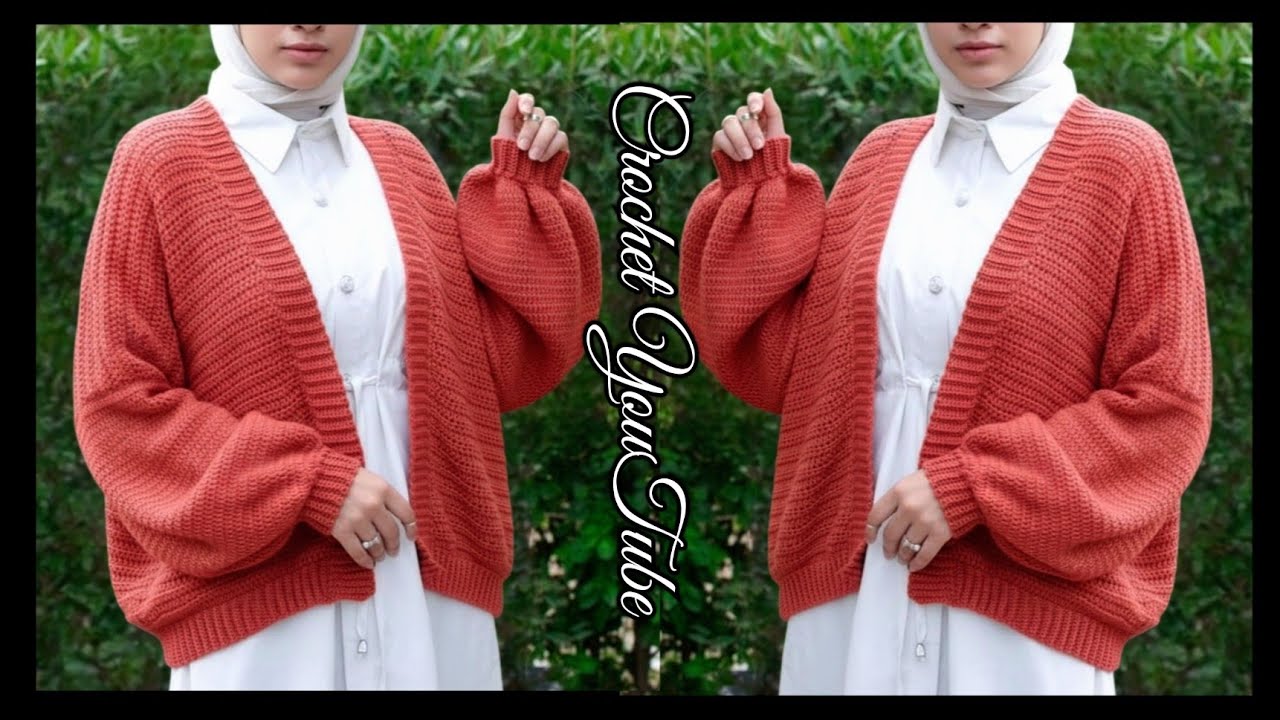 كارديجان كروشيه نسائي مع شرح المقاسات  Crochet Cardigan/ قناة #كروشيه_يوتيوب مع سهام البنهاوي 🍁