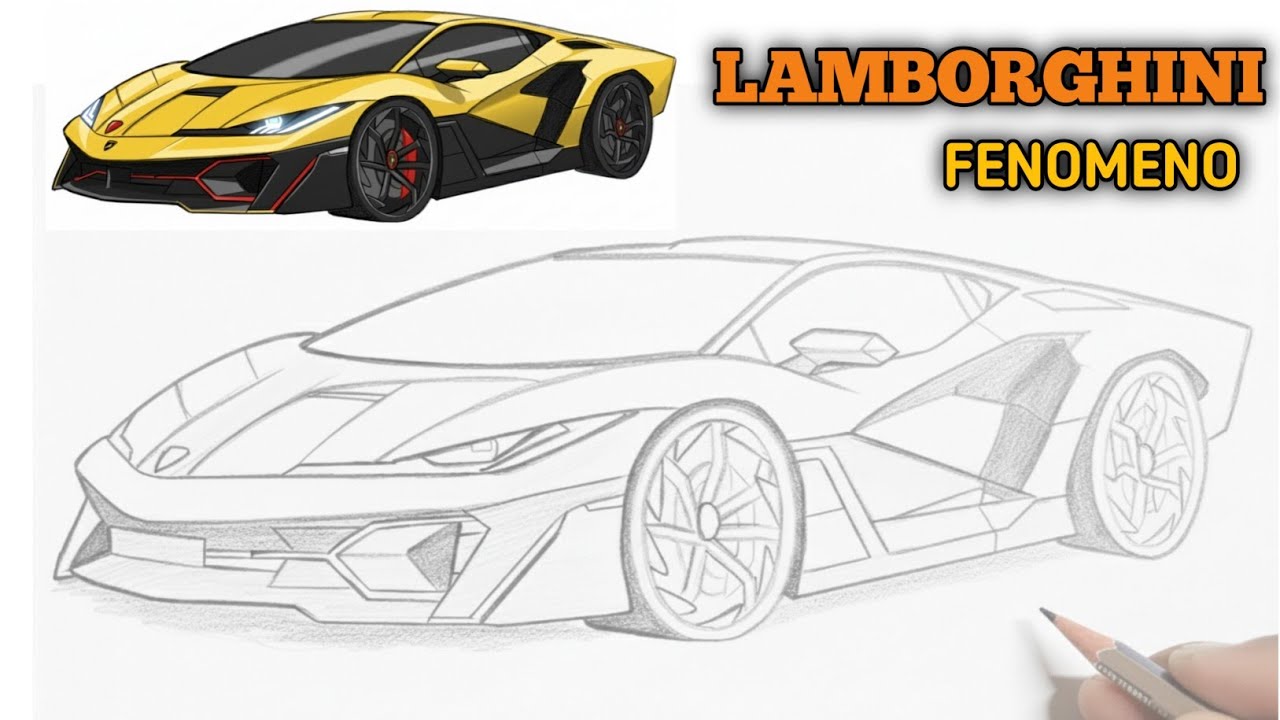 Как нарисовать Lamborghini Fenomeno шаг за шагом | Реалистичное руководство по рисованию Lamborghini