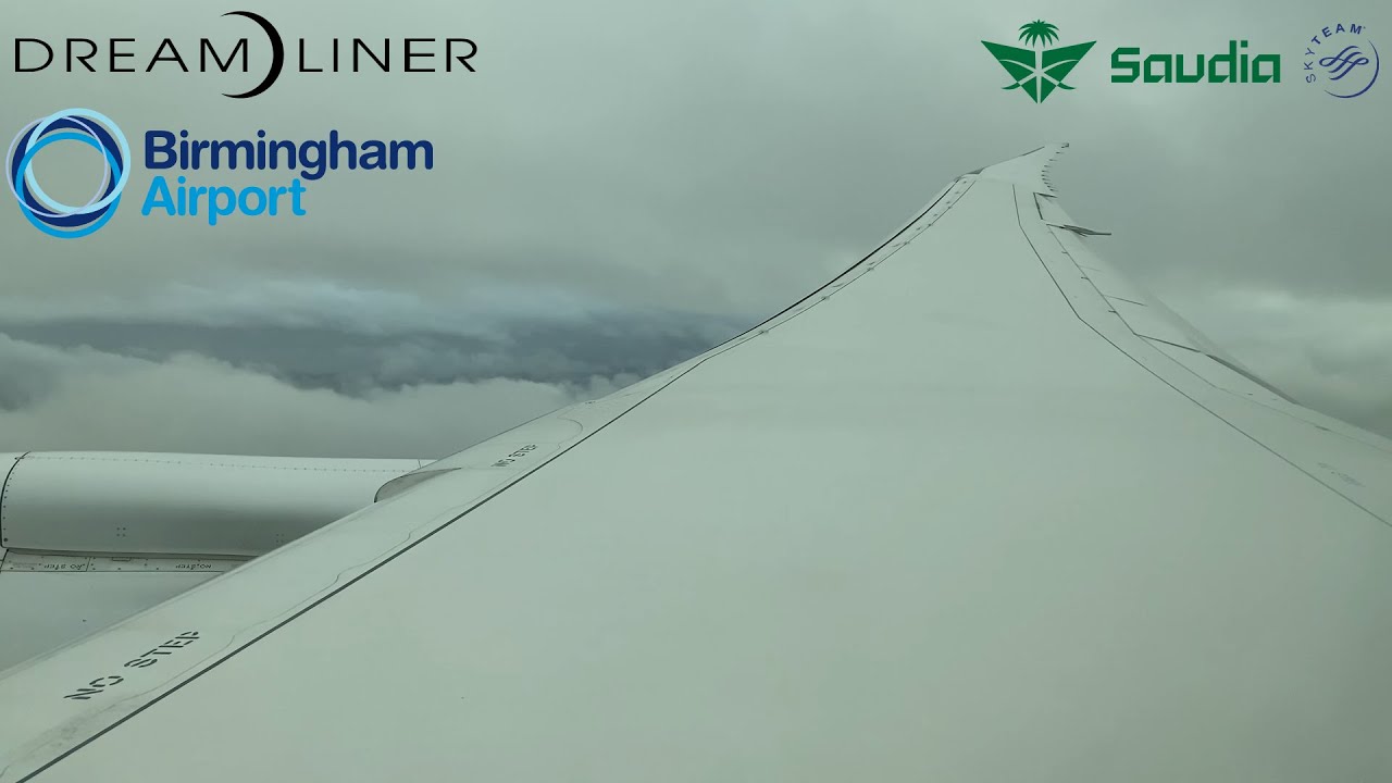 SAUDIA | Boeing 787-9 Dreamliner | Birmingham Airport | WET AND WINDY Landing!