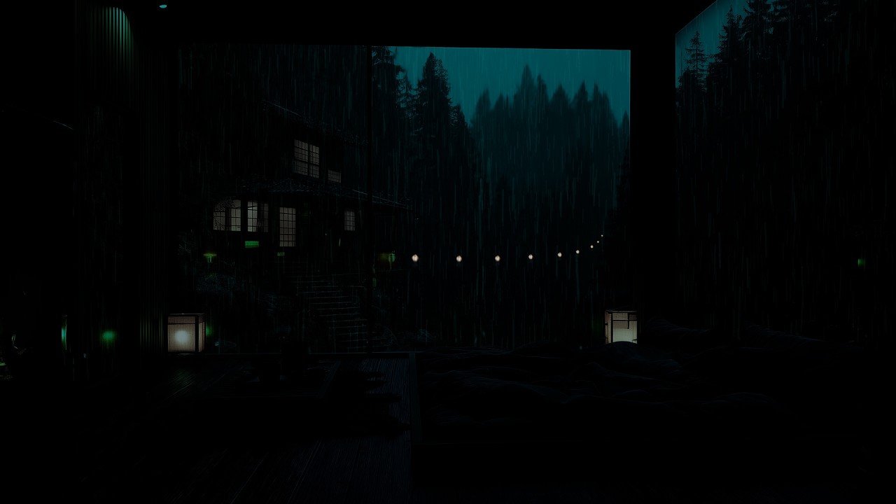 Deep Forest Rain Around a Cozy Cabin 🌧 (No Ads) | Dark Bedroom Sounds for Restful Sleep