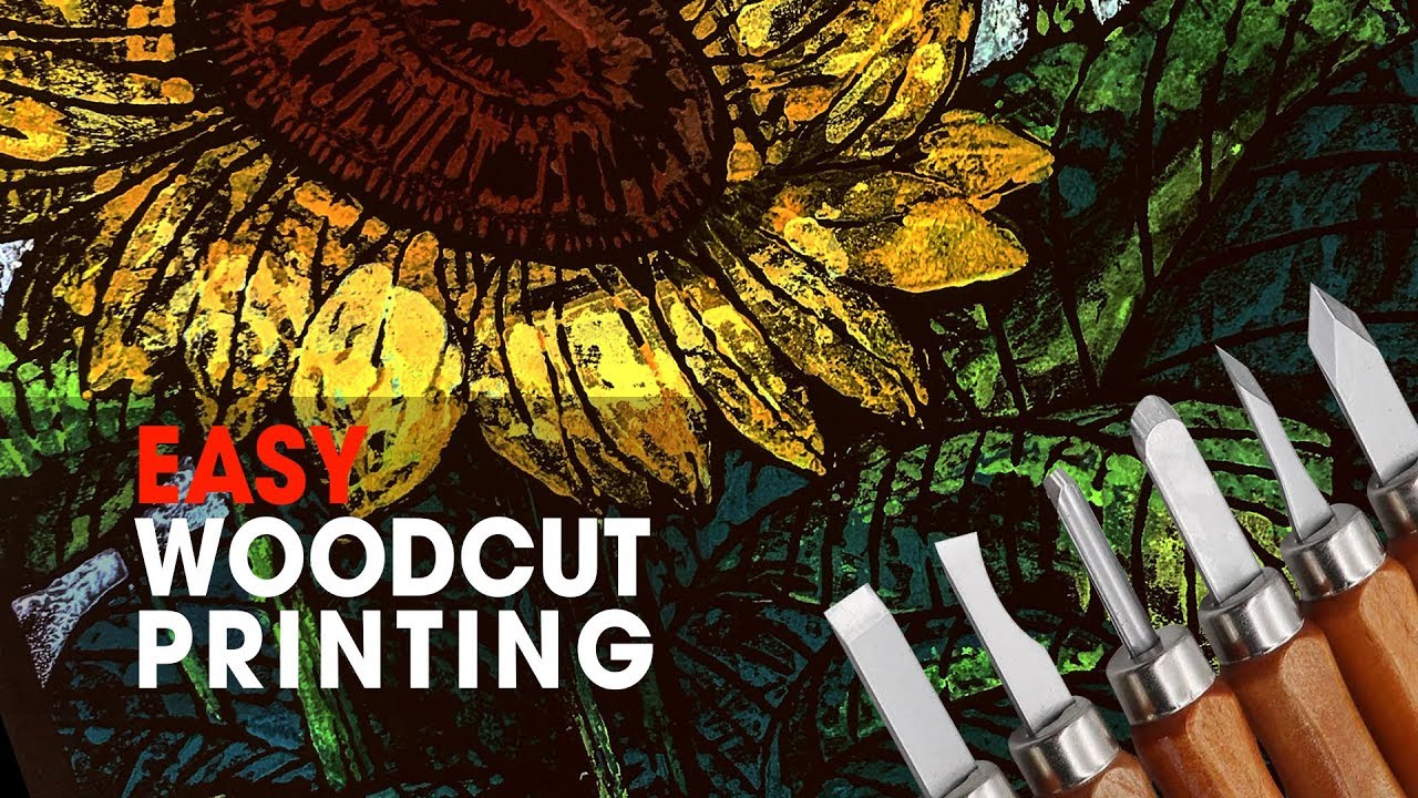 DIY Easy Woodcut printing painting tutorial - start to finish