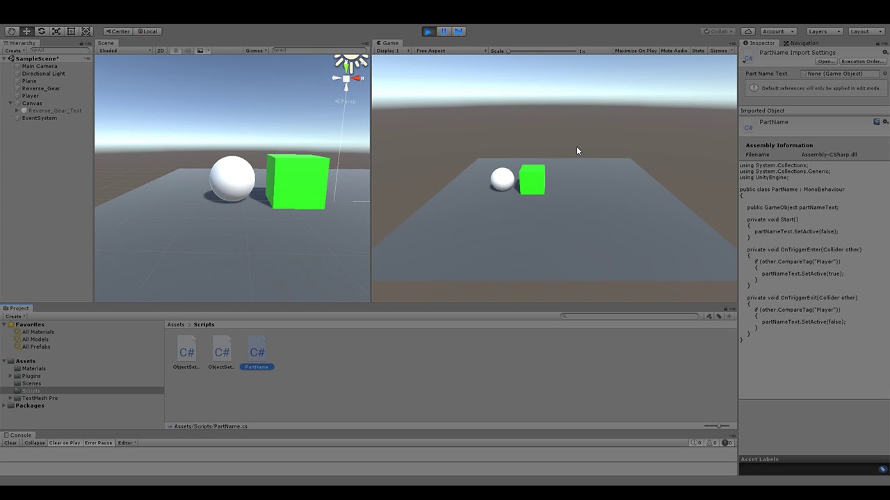 Display Unity Text On Trigger Enter | UVU Manual Transmission Sim Project