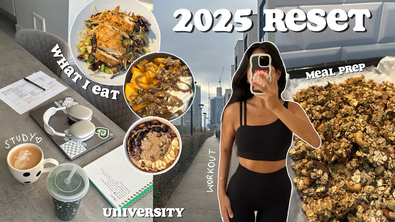 PRODUCTIVE RESET for 2025 ✨ what I eat, workout, new granola recipe, meal prep, costco run, studying