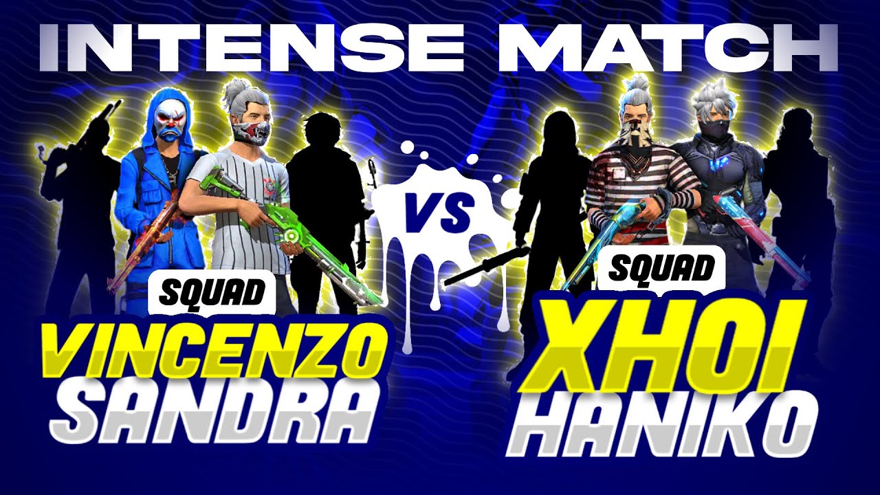 Vincenzo Squad vs Xhoi, Haniko (Guildmates) Squad || Free Fire Intense Match With Legends