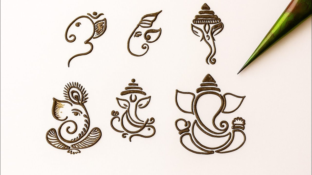 Henna Mehndi for Beginners : How to Draw Lord Ganesha | Easy Ganapathi Mehndi | Mehndi Designs
