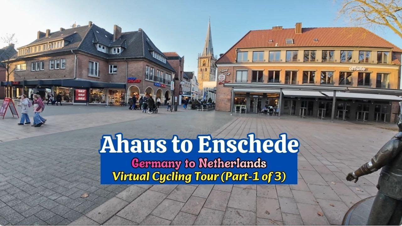 Virtual Cycling Tour: Ahaus Germany to Enschede Netherlands Part 1 of 3 | Scenic Ride 4K