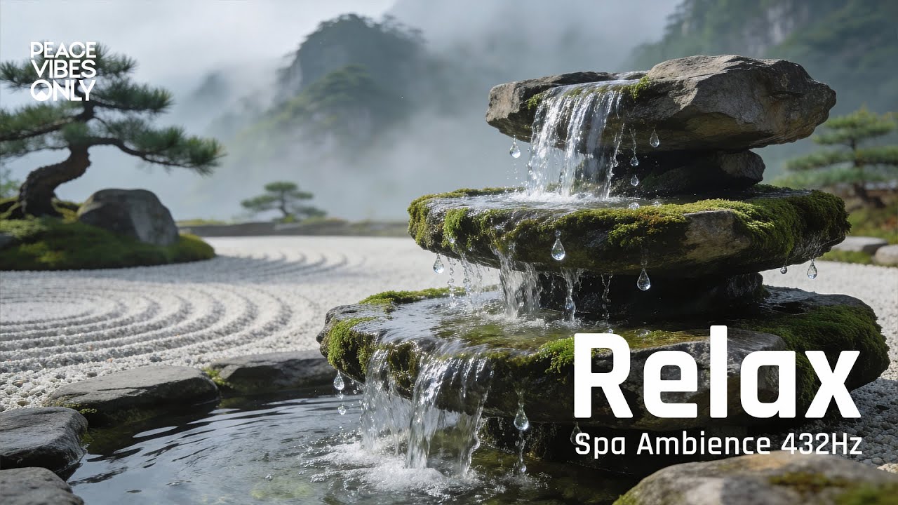 ASMR Zen Stone Waterfall 💧 10 Hours Misty Garden for Deep Sleep