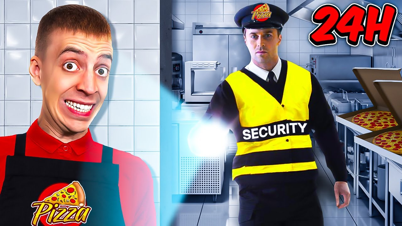 24 STUNDEN HEIMLICH in PIZZERIA verbringen! 😲 (Security kommt)