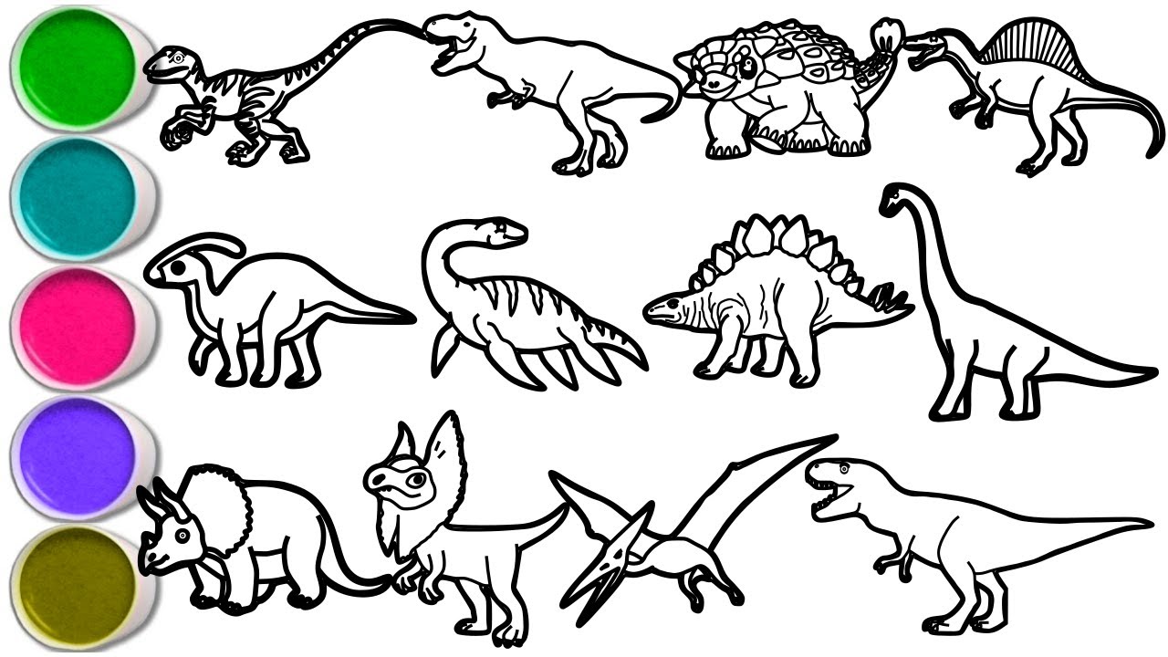 Draw 12 Amazing Dinosaurs in 30 Minutes! Velociraptor, T Rex, Ankylosaurus, Spinosaurus, Triceratops