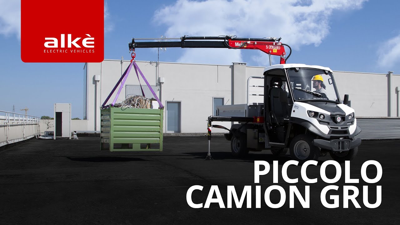 Piccolo camion con gru Alkè, movimentazione e trasporto non inquinante del carico!