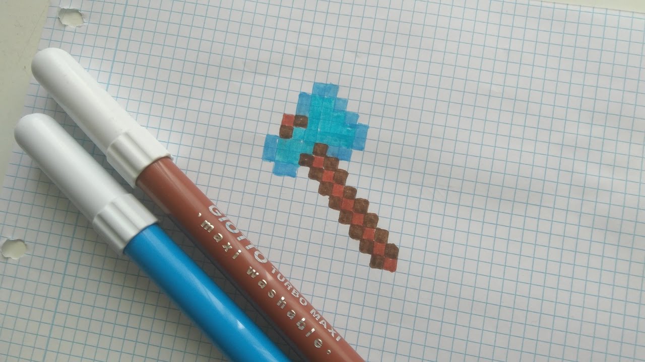 Como hacer el hacha de diamante | Minecraft | Pixel Art