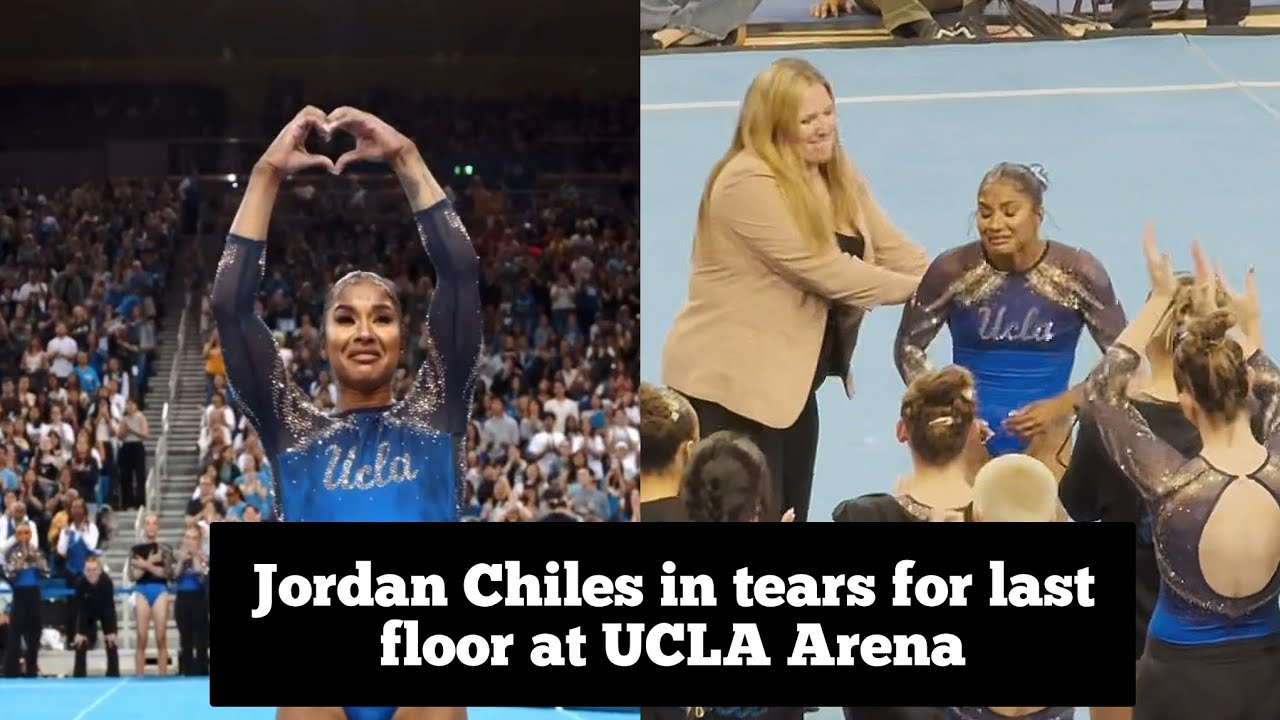 Jordan Chiles in tears after competing her Last Floor Routine for UCLA Gymnastics in Pauley 2026