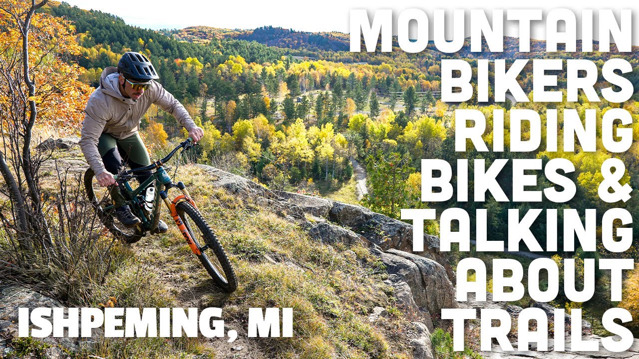 Mountain Bikers Riding Bikes Talking Trails | Ishpeming, Michigan
